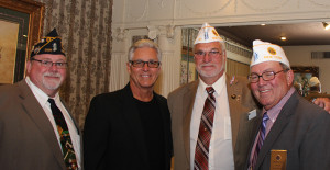  Yankee World Series MVP Bucky Dent joined State Commander James Yermas (2nd from right) at the pre-tournament dinner Monday evening at Hart's Hill Inn near Utica. With them are State Baseball Chairman Bruce Mayfield (left) and Commander's Aide Donald Zarecki (right).