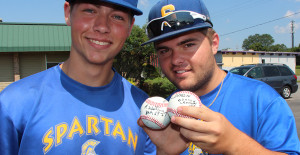 Tournament players with autographed balls