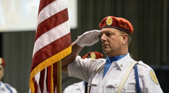 SAL Squadron 457 from Detachment of New York performs during the Color Guard Competition at the 101st American Legion National Convention Friday, August 23, 2019 in Indianapolis. Photo by Ryan Young/The American Legion