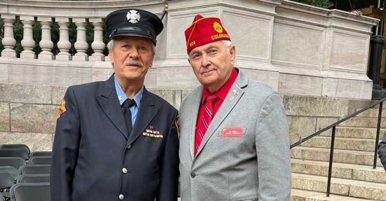 Commander Bowen with NY Firefighter